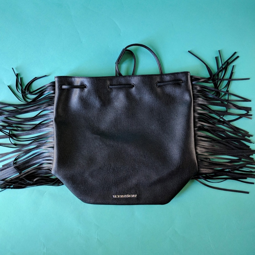 NWOT Victoria's Secret Fringed Backpack Bucket Bag